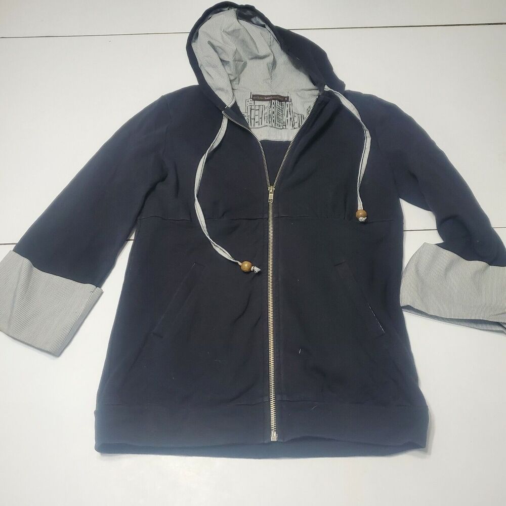 Hazel Womens SM Jacket Black Waist Length Fitted Full Zip Up Pockets Drawstrings